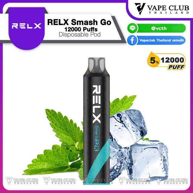 RELX Smash Go Puffs Disposable Pod cool Mint Nic %